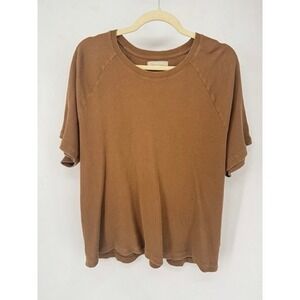 Everlane Unisex Brown Cotton Waffle Knit Short Sleeve Tee Shirt XL Minimalist